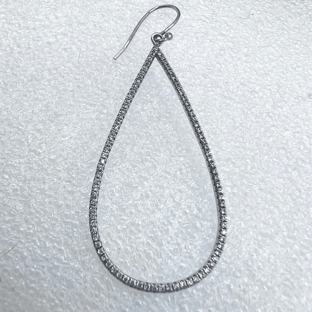 Sterling Silver CZ‎ Micro Pave Hoop Earrings Articulated Prom Formal Wedding